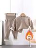 Ensemble de sous-vêtements chauds doublés polaire pour enfants - Pantalon taille haute Automne/Hiver pour Garçons et Filles