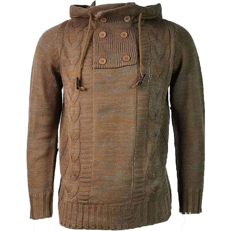 Men S Fitted Hooded Pullover Plus Size Knit Sweater