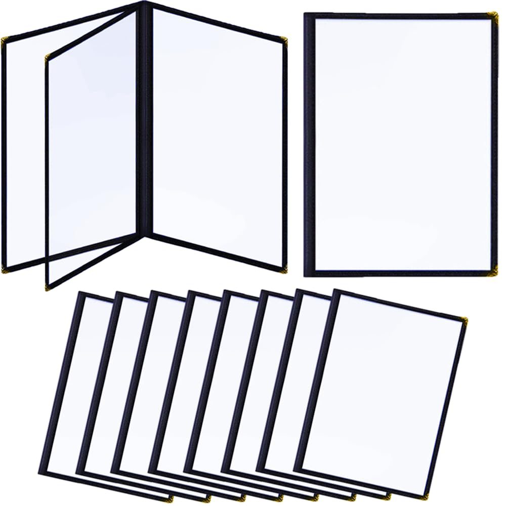 

AZNABLE Menu Book, A4 Size, Menu Table, File, Restaurant, Black with Clear Cover (6 Pages, 10 Books)