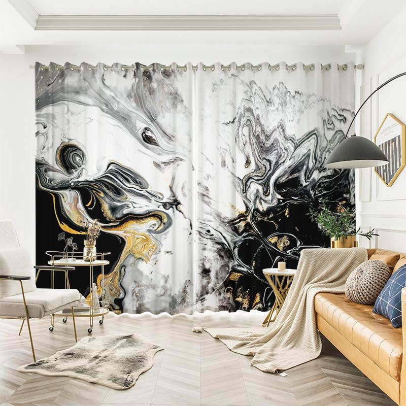 Custom Curtains for the Whole House Nordic Modern American Industrial Curtains Marble Curtains Living Room Bedroom Semi-shading
