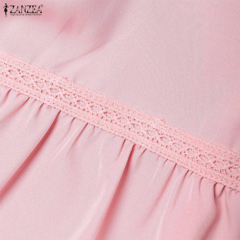 ZANZEA Women Casual V-Neck Loose Half Sleeve Dress