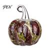 Mini Carved Pumpkin Ornaments Natural Crystal Pendant, Stone Charm with Halloween Party Supplies Metal Hook, Micro Landscape Decor, Holiday