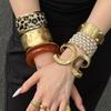Exaggerated Irregular Metal Open Bangle - European American Fashion Statement, Light Luxury, High-End Bracelet.