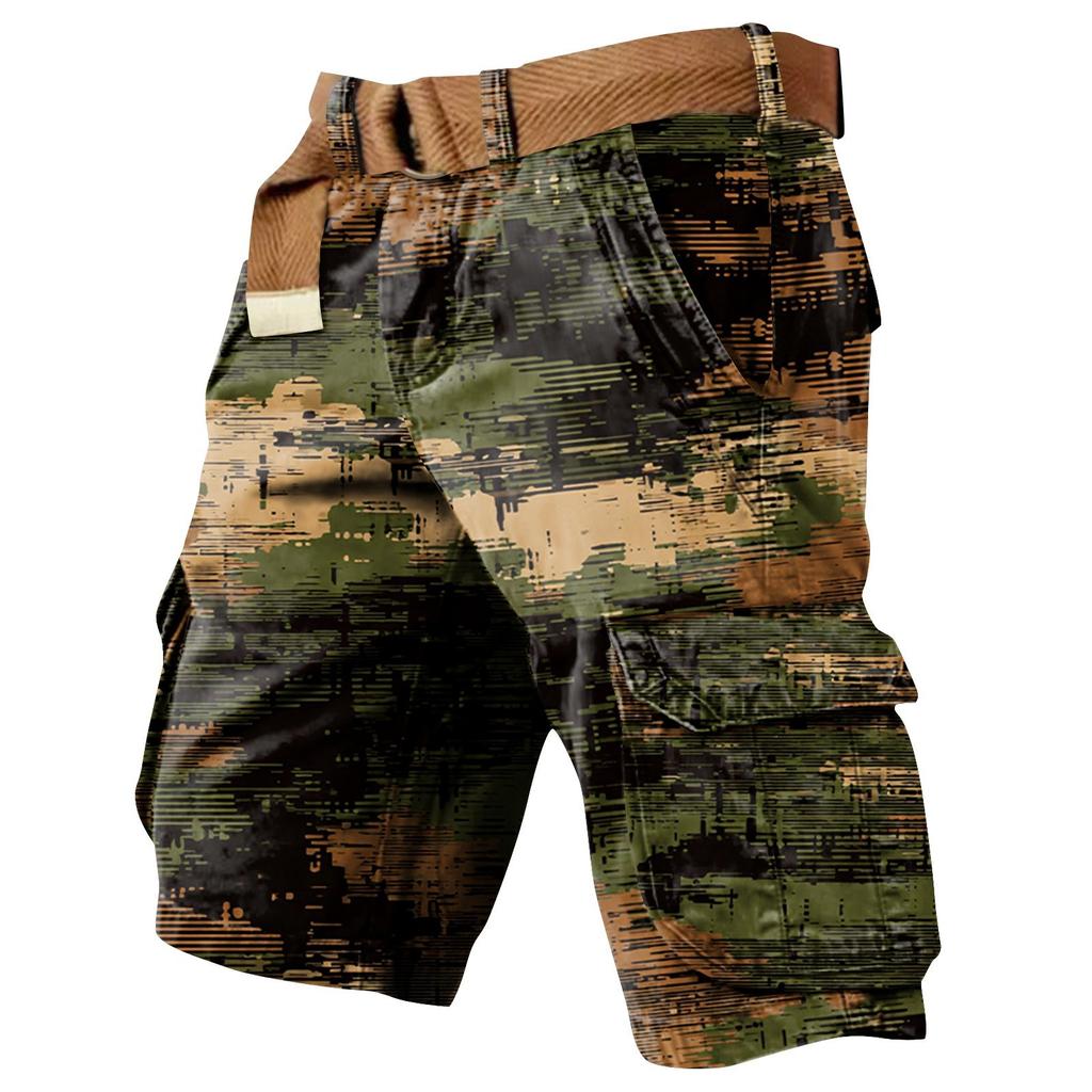Men's Independence Day Printed Multi Pocket Workwear Shorts