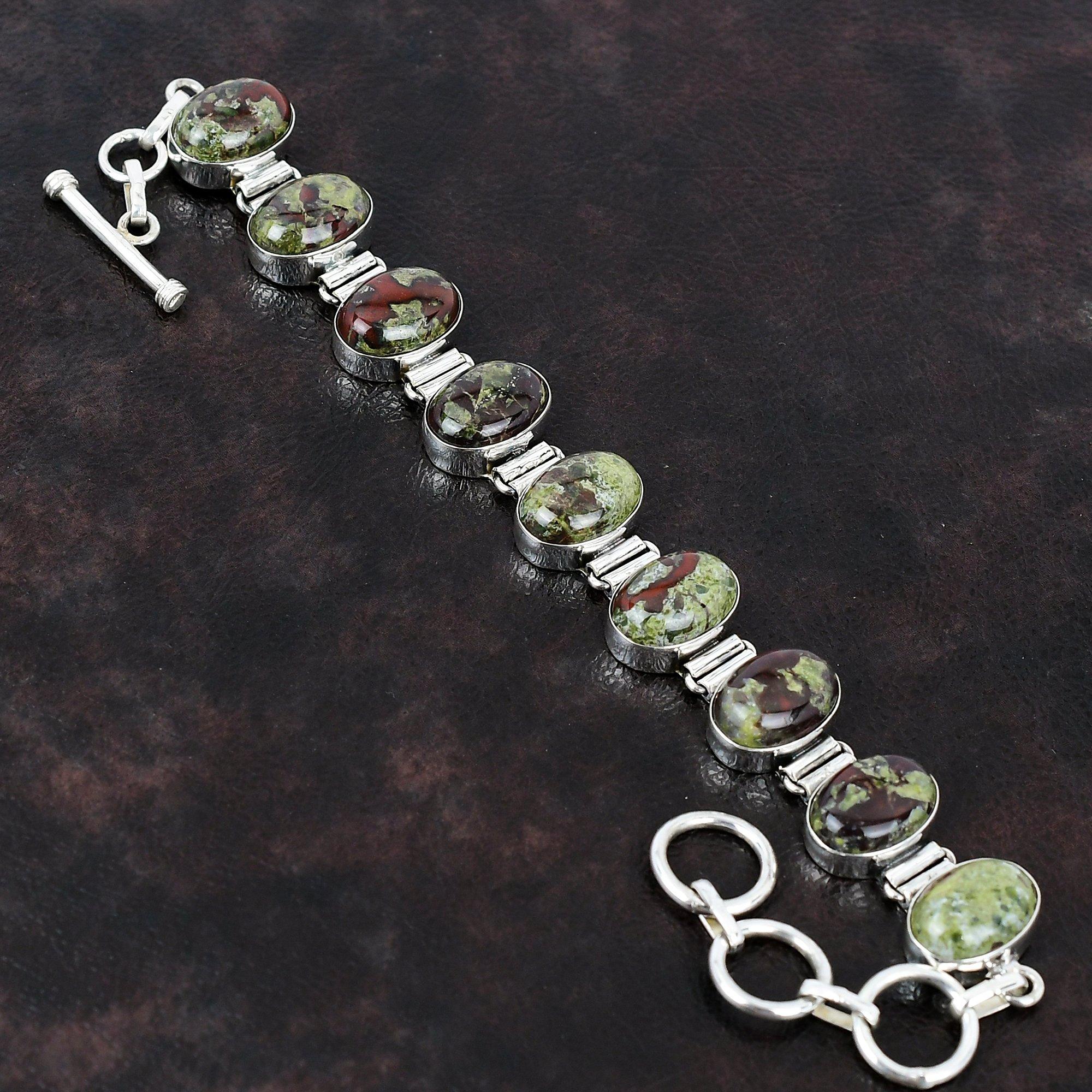 

Браслет из кровавого камня Дракона Браслет из драгоценного камня Ювелирные изделия ручной работы Браслет из стерлингового серебра 925 пробы Регулируемый браслет-цепочка Серебряные украшения для подарка Adjustable