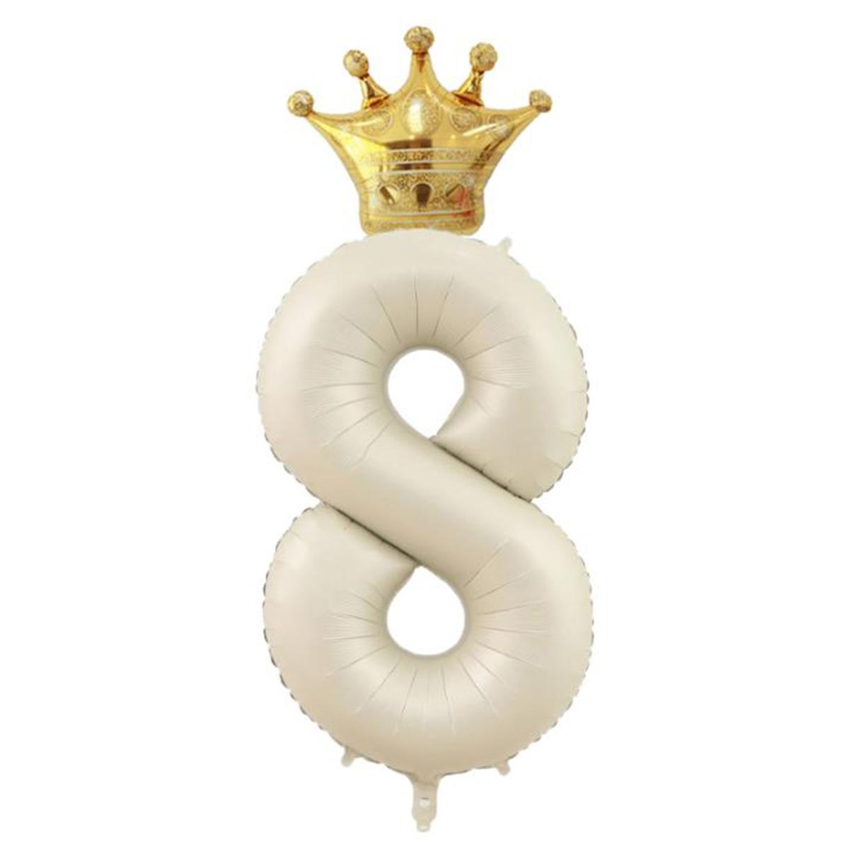 

2PCS/PACK, 40 inch oversized Cream Digital Crown Balloon Set Set Anniversary Birthday Party Decoration Digital Balloon Party Decoration Balloon 8 вершковий