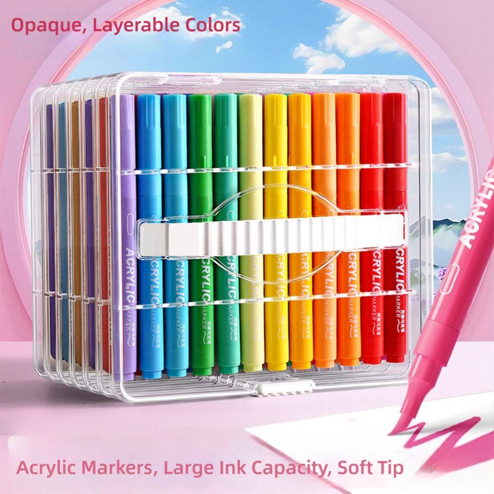 24/36/48/60/72/84Colors Washable Acrylic Marker Pen Stacked Color Art Painting Pen Student