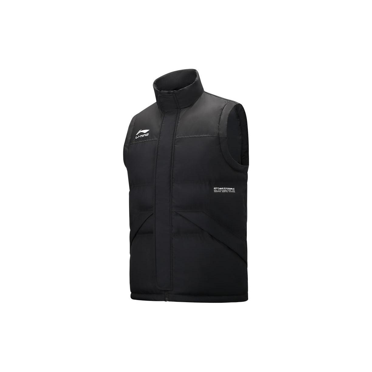 Li Ning Vests Men s Black Stand Collar Thickened Other AMMS015-3 L