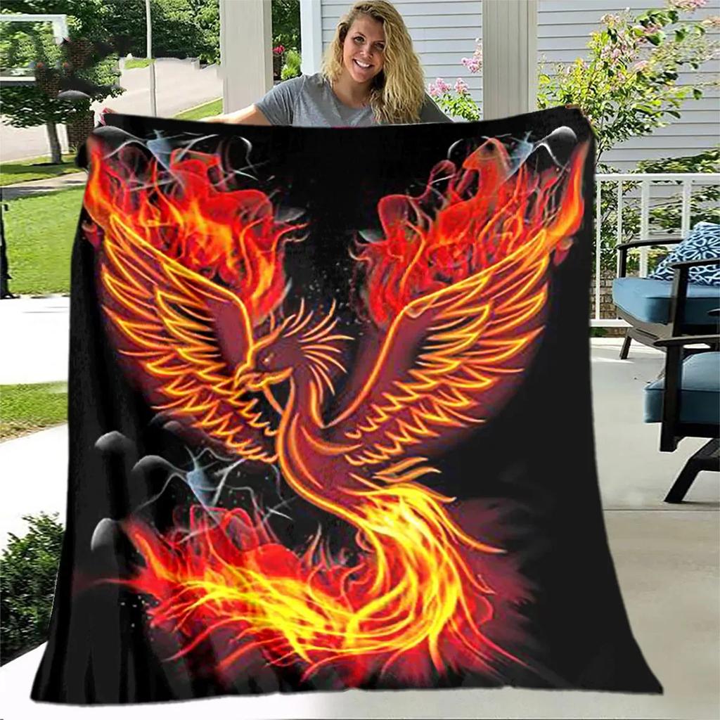 Inferno Phoenix Series digitalprinted polyester Bedroom velvet flannel cover blanket Fleece soft sofa cover blankets for beds