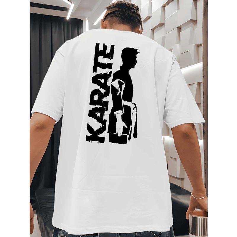

European Size KARATE Large Size Men s T-shirts Classic Versatile Round Neck Back Printed T-shirt Shirt, Suitable for Basketball, a Must-have S белый