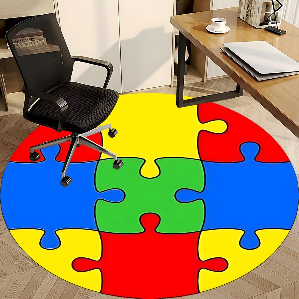 1PC Puzzle Circle Chair Carpet for Office Non-Slip, Lightweight, Machine Washable Rug for Office, Sleeping, Room - Holiday Decoryy251009137