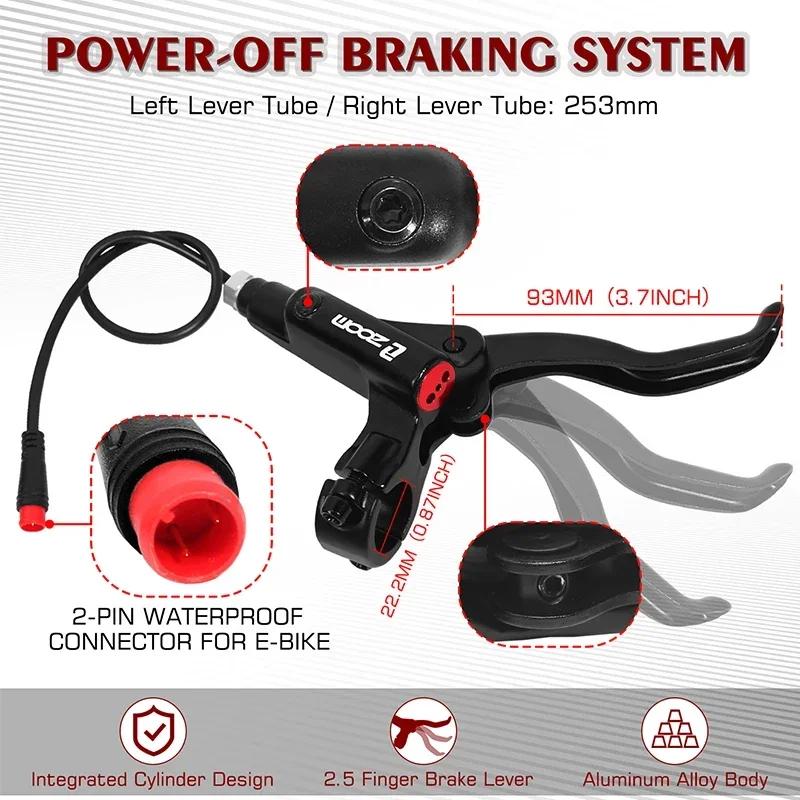 ZOOM E-BIKE Hydraulic Disc Brake 2-Pistons Oil Hydraulic Disc Brake Scooter Folding Bike Front/Rear 1110/1850mm Power Off