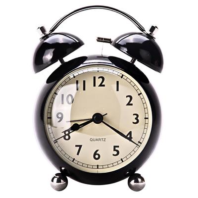 Charmoon Analog Alarm Loud Continuous Second with Antique Style Clock, Bell, Hand, Silent, Light, (Black)