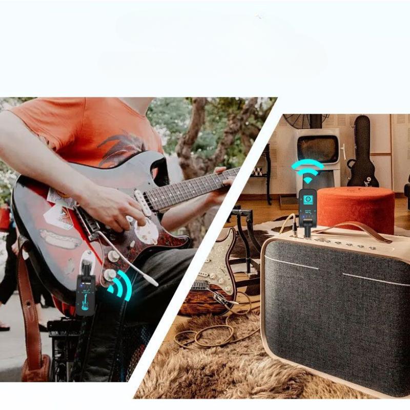 Transmițător și receptor fără fir pentru chitară electrică pentru instrumente de suflat, universal pentru chitară electrică de 3,5 mm/6,5 mm