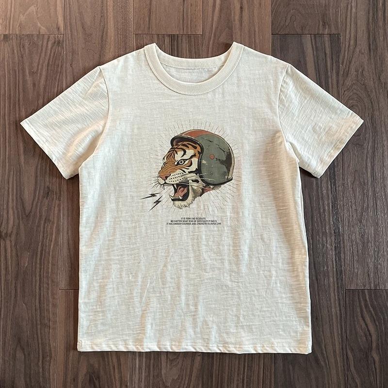 

New Summer 2025 tiger pattern printed loose and fashionable short-sleeved streetwear for men and women 082801 3XL