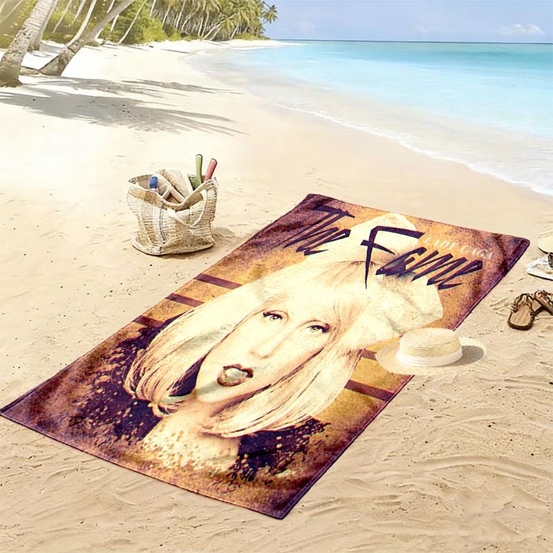 LADY GAGA Print Beach Towel, Large Soft Quick Dry Towel for Beach Camping Swimming