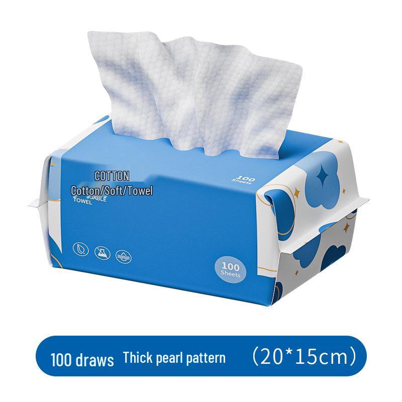 100 Pure Cotton Thickened Disposable Face Towels - Soft, Pull-Type for Wet/Dry Use
