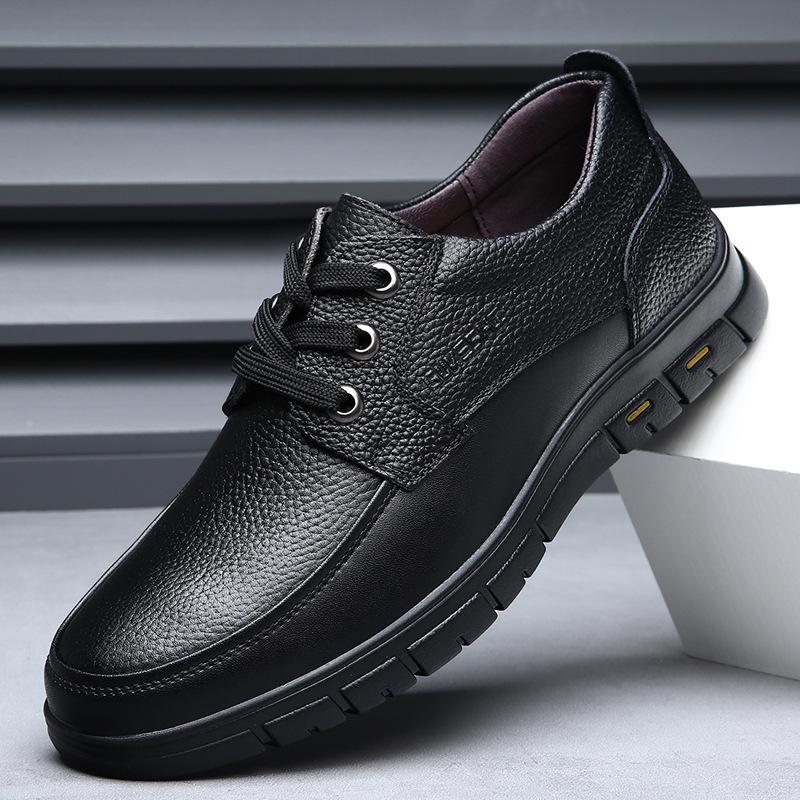 Fashion 2025 Soft Sole Lace-up Luxury Brand Middle-aged Old Man Dad Lightweight Loafers Shoes Men Genuine Leather Casual Shoes