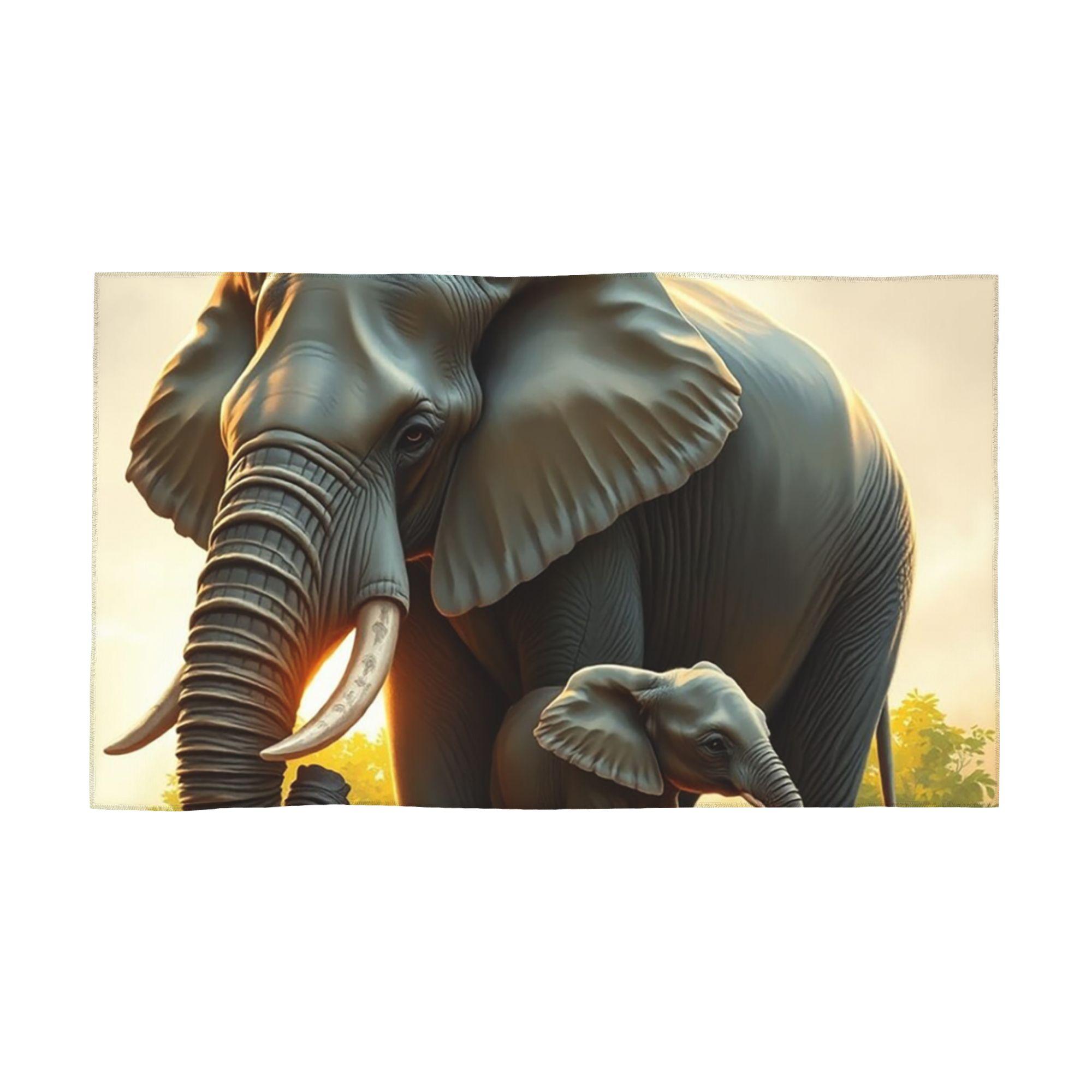 

A Majestic Elephant With Her Baby Elephant Soft Face Towel Quick Dry Pool Bath Cotton Towels Absorbent Quick W40*H60(CM)