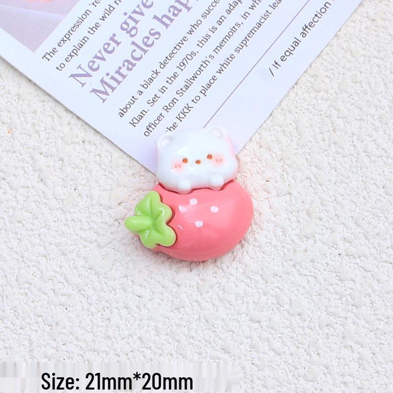 Cute Strawberry Animal Cartoon Resin Ornaments for Hair Clips, Shoes, and Accessories.