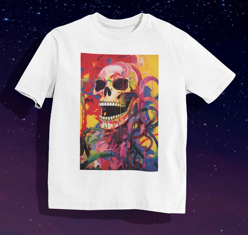 Skull T shirt | Watercolor | Art | Gothic | Goth | Horror | Colorful | Painting Unisex T-Shirt XXXXL