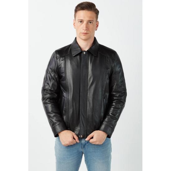 

Мужские куртки Pelle Натуральная кожа Черное кожаное пальто Regular Fit