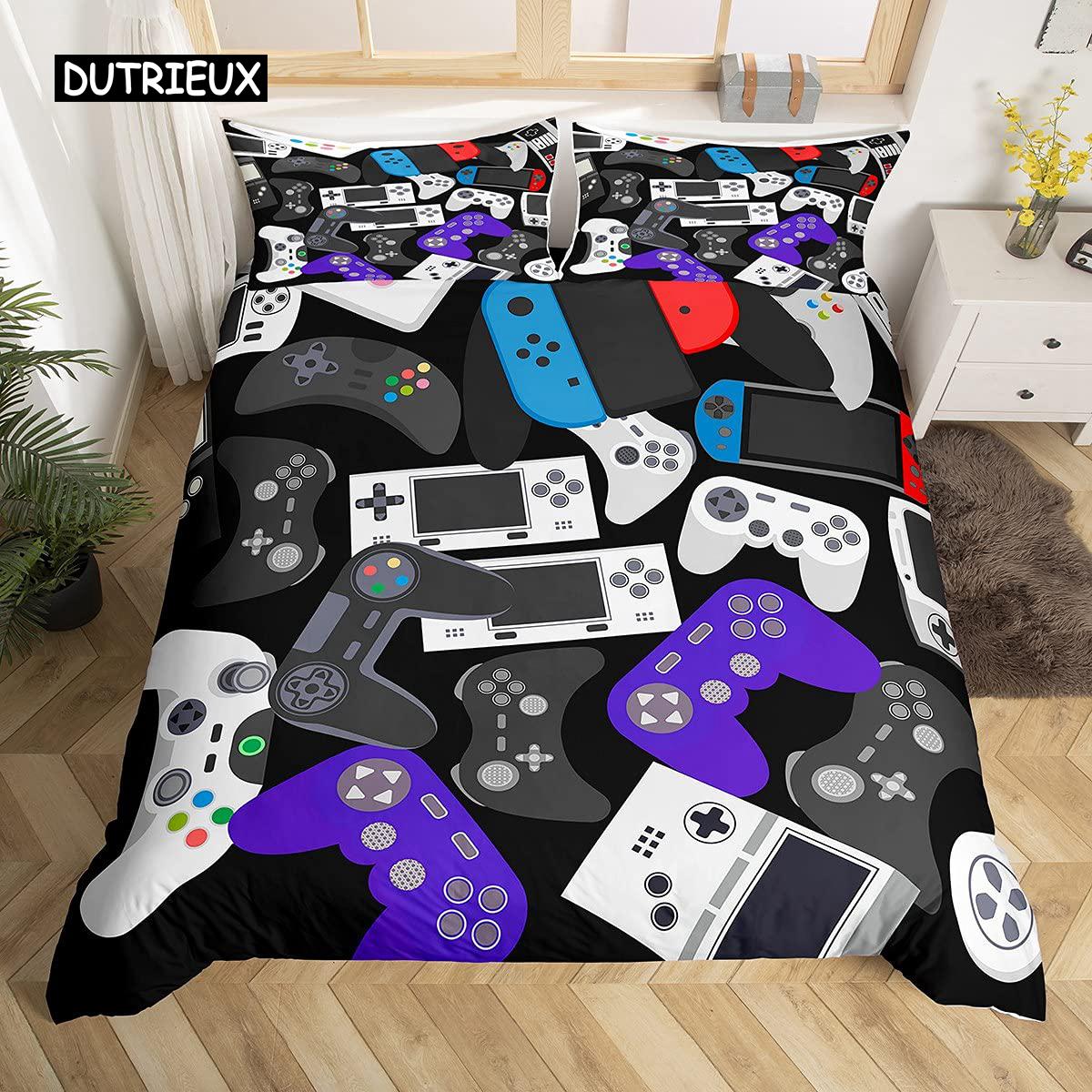

Gaming Duvet Cover Set Gamer Room Decor for Boy Kids Teen Video Games Twin Bedding Set Microfiber Gamepad Let s Play Quilt Cover EU single(135x200cm)