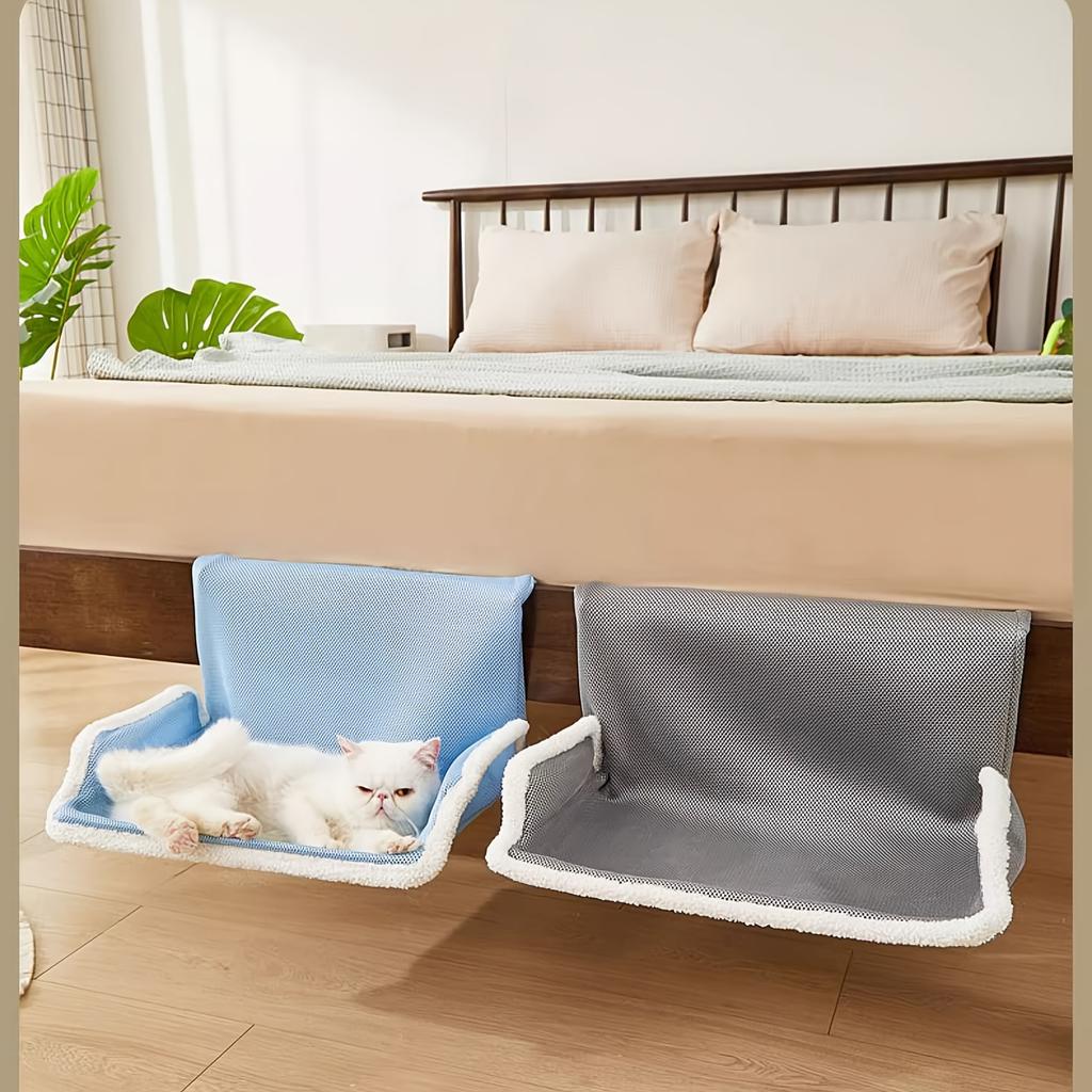 1pc Contemporary Style, All-Season Window Hanging Cat Bed - Soft Gray with White Edging, Perfect for Napping, Ideal for Bedside,Window Sill,or Balcony