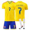 Kits de Fútbol para Adolescentes, Niños y Adultos Conjunto de Camiseta de Entrenamiento Deportivo con Calcetines Copa Mundial de la FIFA 2026 Colombia Local #7 Luis Díaz