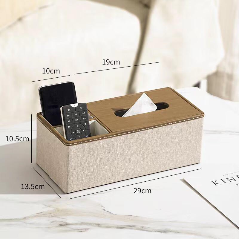 Moshen Faux Leather Tissue Box with Side Storage (2-Pack)