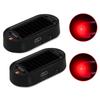 2Pcs LED Solar Powered Fake Security Light Simulated  Car Led Warning Light Wireless Strobe Signal Alarm Anti-Theft Caution Lamp
