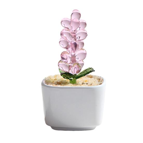 Handmade Glass Potted Plants Ornament Hand-Blown Glass Cactus Bean Sprout Floral Art Figurine Home Office Desktop Decoration