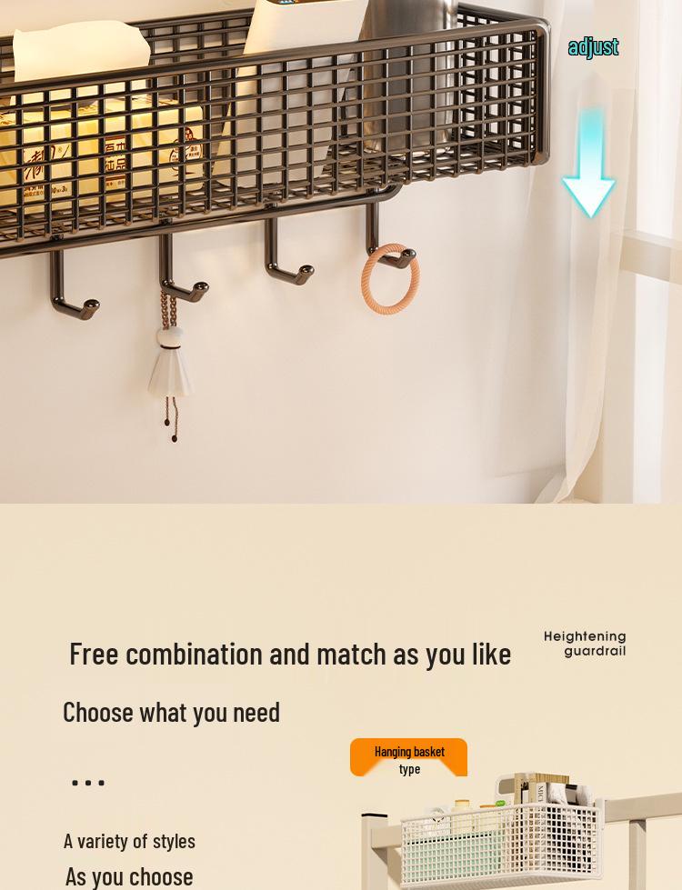 Punch-free Wall Shelf: Bedside Storage for Dorms & Bunks
