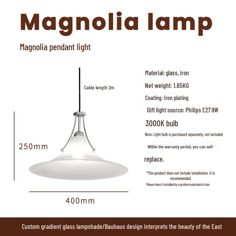 Bauhaus Magnolia Glass Pendant Light for Restaurants, Hotels, and B&Bs Warm Light