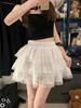 Women's Plus Size Layered White A-line Lace Ballet Skirt Pants - Fluffy Short Style
