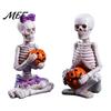 Bar Counter Decorations 2Pcs/Set Couple Skeleton Statues, with Pumpkin Figurines, Men Figurines Women Ornaments for Halloween Table Mantel Shelf