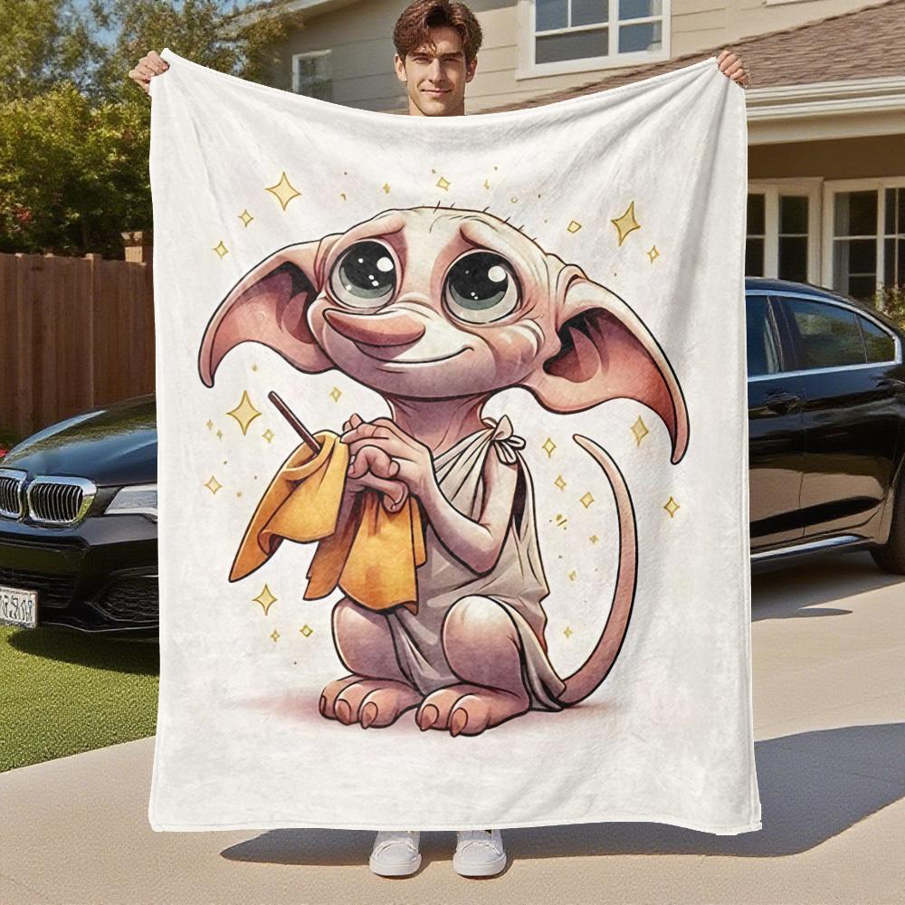 1 pezzo Dobby, mago, magia Coperta da lancio in flanella per esterni per tutte le stagioni, morbida, calda, decorazione per la casa 1031107