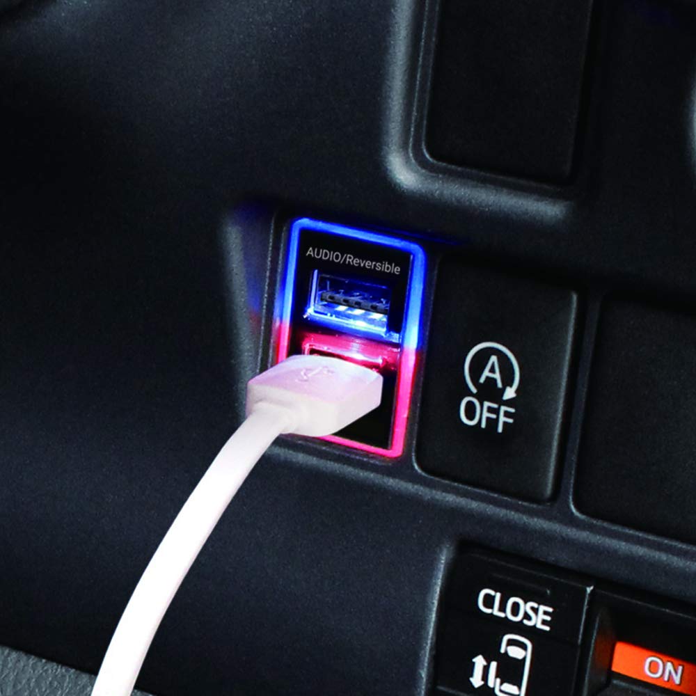 Tsuchiya Yac Reversible USB Port for Audio Long X 9cm Wide VP-136 Toyota, + QC3.0, 16.4cm