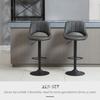 Bar Stool Set of 2, Faux Leather Look, Swivel, Height Adjustable, Footrest, Metal Frame, 47 x 52 x 87-109 cm, Grey