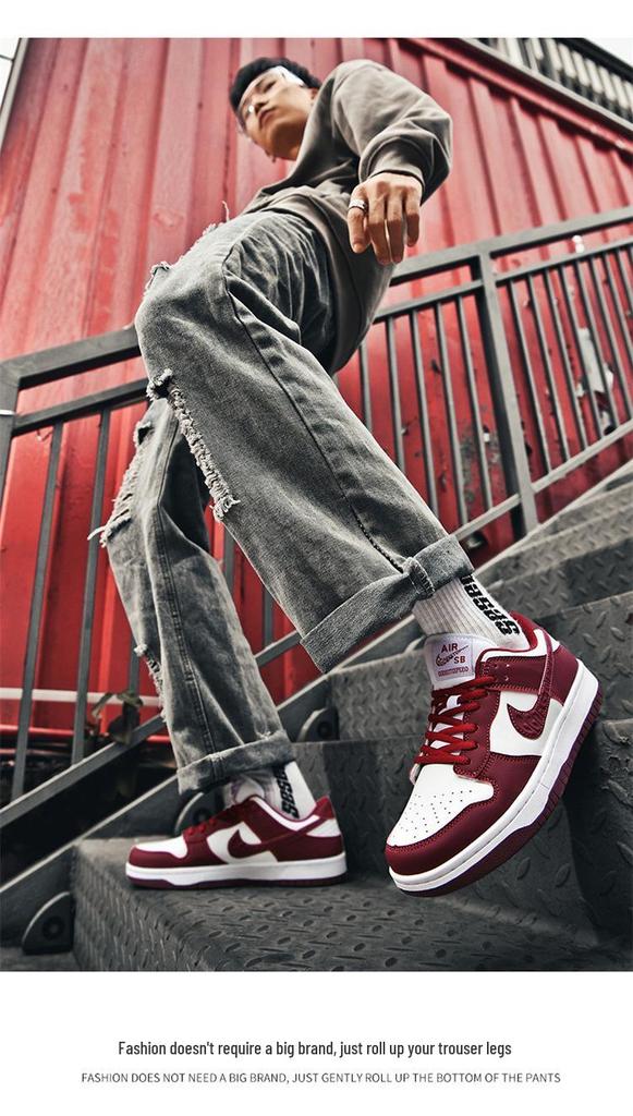 Putian AJ Dunk Weinrot Herren Low-Top Sneaker, Air Force 1 Lässige Damenschuhe Neuer Stil