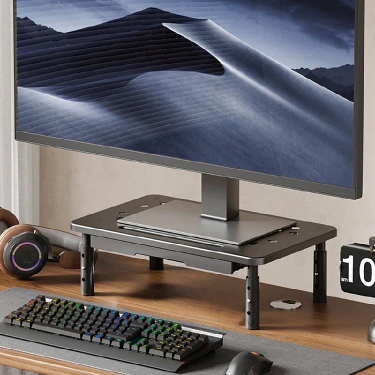 Space Saving Desktop Risers Shelf Adjustable Designs Steel Plastic Construction For Monitor Laptop Office Organization