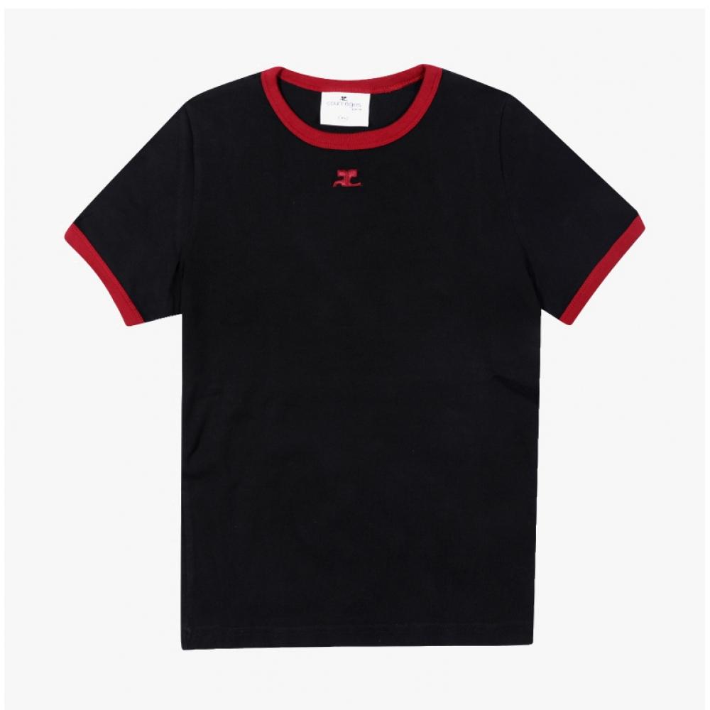 Courage 125jtS017 JS0203 B087 Logo ContraSt Women S Short Sleeve Tee