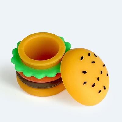 Frasco de cera de silicone 5ml criativo formato de hambúrguer caixa de óleo de fumaça de silicone portátil recipiente de silicone caixa de armazenamento