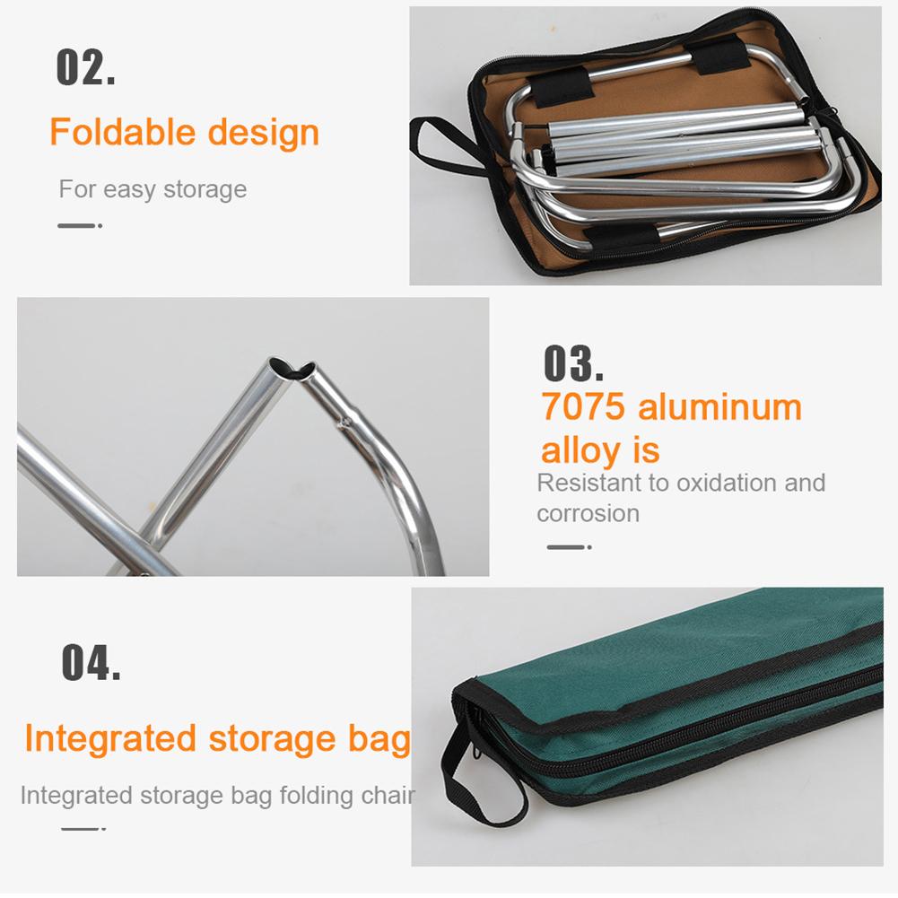Folding Stool Outdoor Camping Chair Portable Ultralight Stainless Steel Handbag Pocket Little Mazar For Nature Hike Fishing Tourist