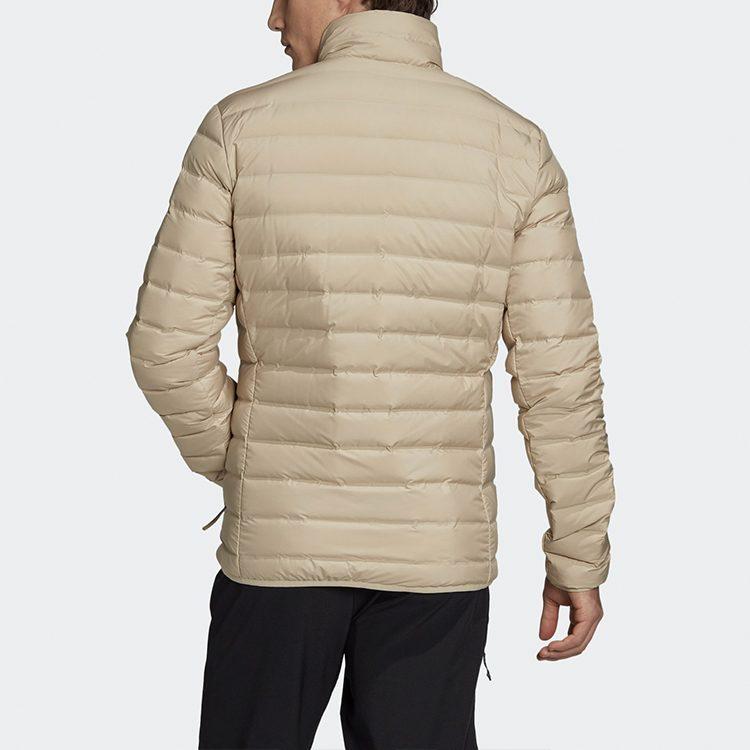 Adidas Down Jackets Men's Khaki Stand Collar Moderate Quilted Down Jacket GE5826