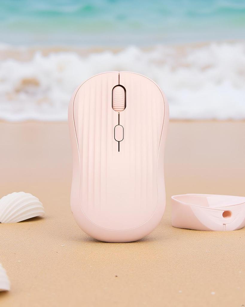 Wireless Bluetooth & 2.4GHz Quiet Mouse with 3 DPI Settings, USB Receiver, Type-C Rechargeable, Long Battery Life, Ergonomic Design, Stylish Striped