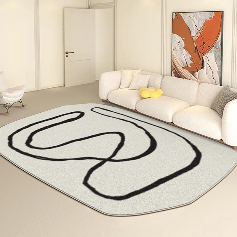 Unregelmäßiger Wohnzimmerteppich Creme Stil Zuhause Schlafzimmer Bettvorleger Geometrische Rutschfeste Matte