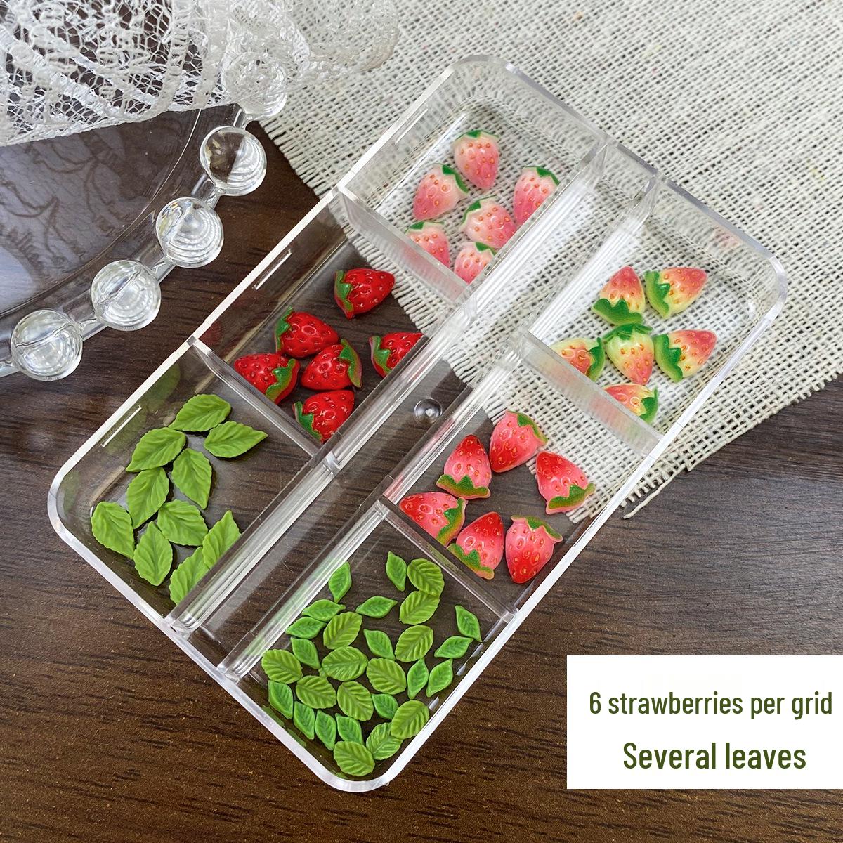 12-Grid Strawberry Nail Art Decorations: Resin Fruit & Pearl DIY Embellishments