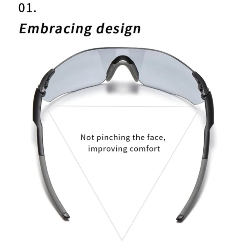 Photochromic Sports Sunglasses Lightweight Rimless Wraparound Unisex Cycling Driving Goggles UV Protection Outdoor Fashion Eyewe
