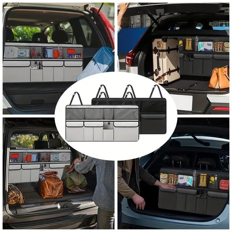 Large Capacity Car Trunk Bag Mesh Solid Color Backseat Storage Bag Car Interior Storage Bag Auto Organizer Accessories For Most